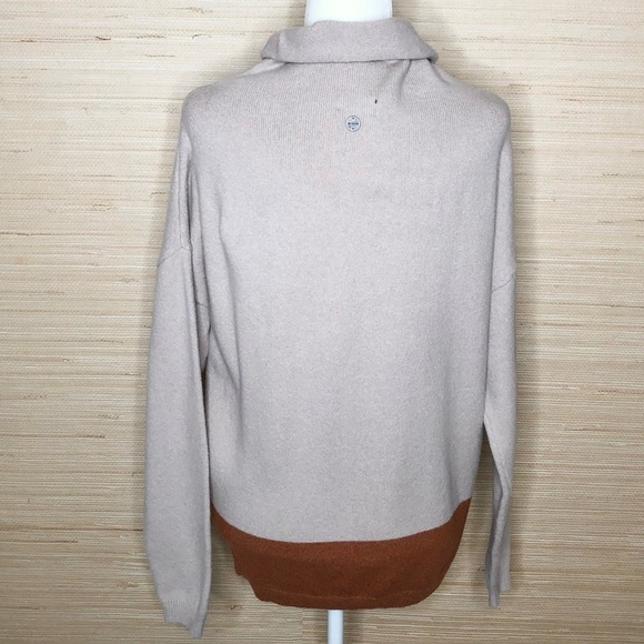 Prana Frosted Pine Beige/Orange Mock Neck Pullover Knit Granola Girl Sweater - Picture 5 of 7